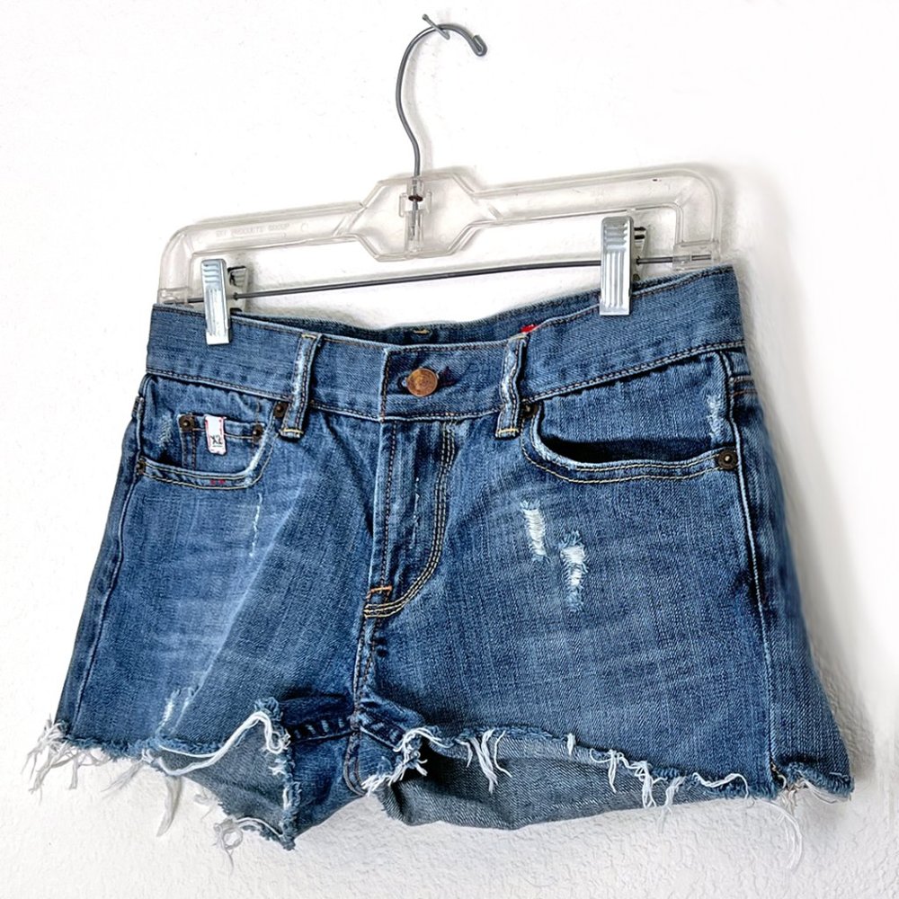 X2 Denim Laboratory Flare Leg Cutoff Denim Jean Shorts, Size 4
